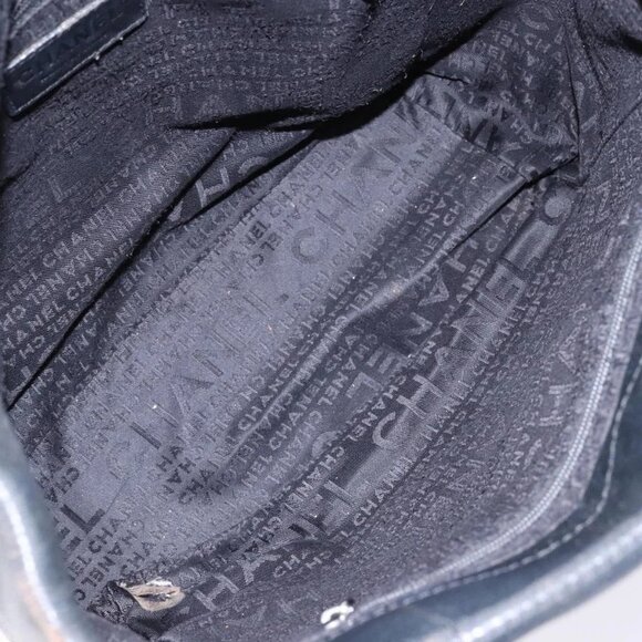 CHANEL Choco Bar COCO Mark Hand Bag Canvas Black Silver - Picture 12 of 16